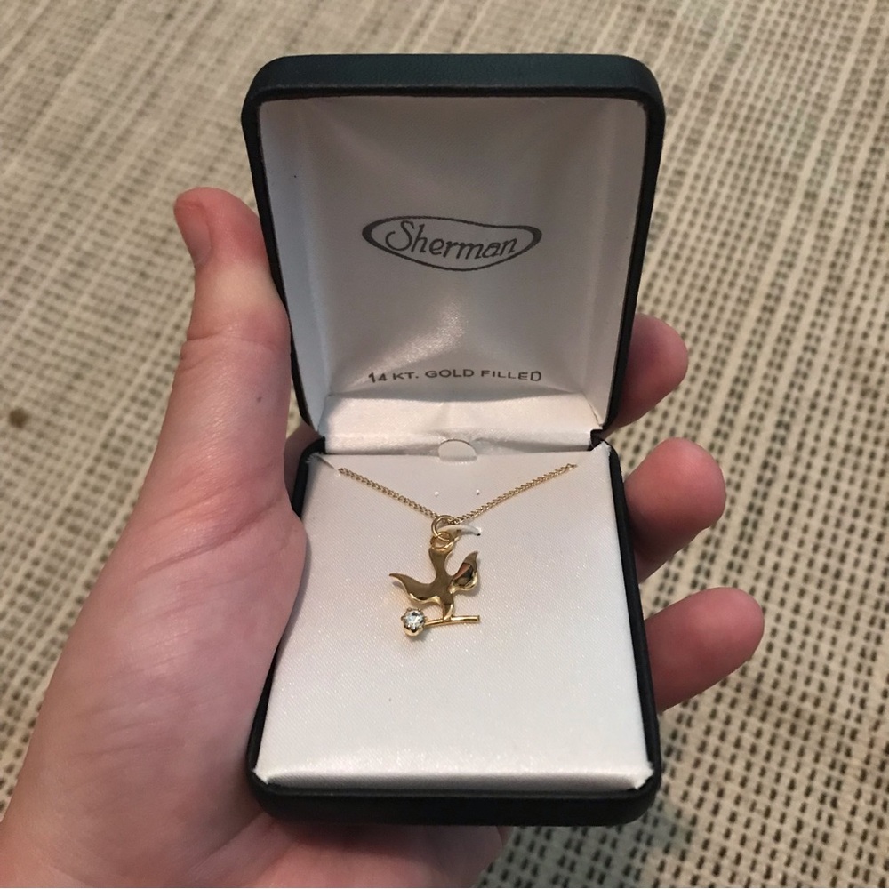 NIB 14Kt Gold Filled Dove Necklace- Sherman